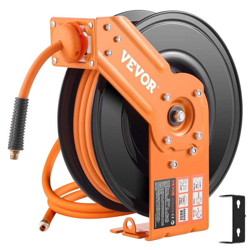 VEVOR Retractable Air Hose Reel, 3/8IN x 50FT Rubber Air