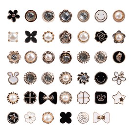 Hidaily 120 Pcs Charms for Socks Safety Pin, Pearl Brooch Pins Buttons for Women, Junk Sock Charms Pins for Clothes Hats Shoes Decoration