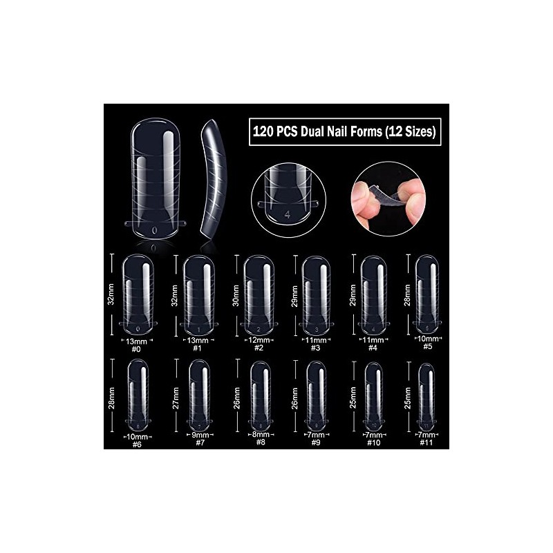 Dual Nail Forms Set, 120pcs Dual Forms Nails with 10pcs