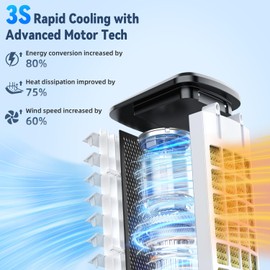 FANCOLE Windowless Portable Air Conditioners with 6 Ice Packs, 12H Smart Timer for Auto-off, 26Ft Remote, Top Fill Dual Tank, 3Speeds Evaporative Air Cooler, 70°Auto Swing Swamp Cooler Air Conditioner