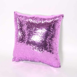 H-E 10pcs Sublimation Blank Throw Pillow Covers 40x40 cm Sequin Magic Swipe Pillow Cases Cushion Cover Decorative Square Reversible Pillowcase Cover Printing Both Sides (Purple)