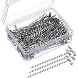100 Piezas Alfileres en T para Cabezas de Peluca Pasadores en Forma de T para Peluca Alfileres Rectos para Peluca con Una Caja de Plástico Pines en T para Manualidades Tejer Coser Joyería (plata)