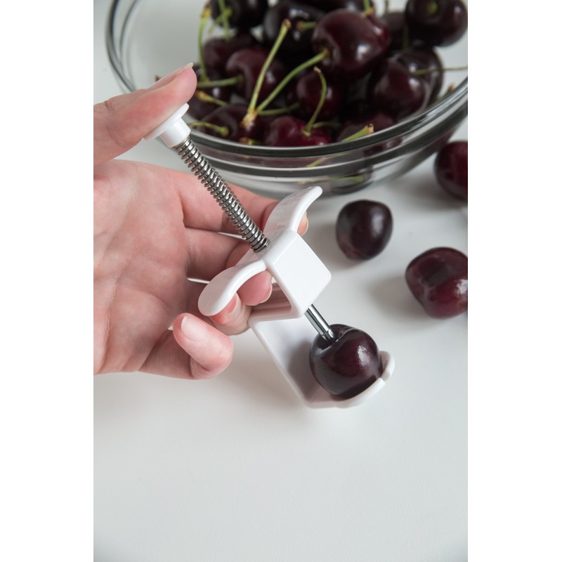 Fox Run Cherry and Olive Pitter, Plastic and Stainless Steel,White