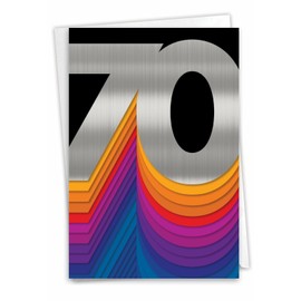 The Best Card Company - 70th Happy Birthday Card with Envelope - 70 Year Old Congrats (Not Layered, Sparkled, or 3D) - Bold Milestones 70 C6110EMBG