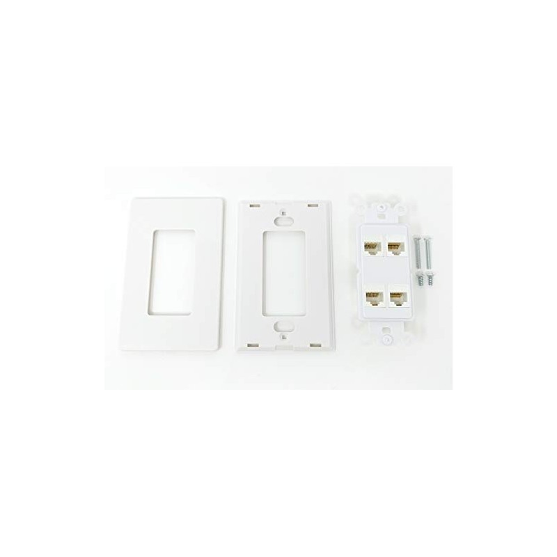 RiteAV Screwless Decorative 1 Gang 4 Port Cat5e Wall Plate