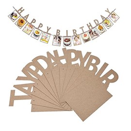 Veewon Happy Birthday Bunting Banner Vintage Photo Frame Picture Album Photo Banners Garland Favor Decorations
