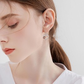 URONE Basketball Earrings 925 Sterling Silver Heart Basketball Dangle Earrings Basketball Sports Jewelry for Women Player Sport Lover