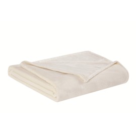 Truly Soft Everyday Reversible Velvet Plush Throw (50" x 60") - Soft and Luxurious for Family and Friends - Ivory (TH3167IV-9100)