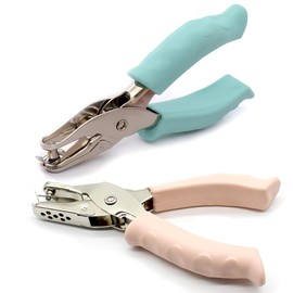 Emopeak Single Hole Punch 1/8" and 1/4" - 2 Pack, 0.25 Inch and 0.125 Inch Hole Small Hole Puncher with Grip Handle, One Hole Paper Punch for Kids and Adults