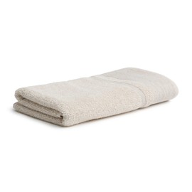 Möve Wellbeing Pearl Structure with Piping Bath Towel 67 x 140 cm, Hand Towel - Made in Germany, 85% Organic Cotton 15% Linen, Natural
