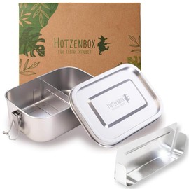 Viwanda HOTZENBOX JUMBO Brotdose Edelstahl | Premium | 1400ml | 2 Trenner Auslaufsicher 3 Fächer/plastikfrei nachhaltig | Lunchbox Brotbox Vesperdose Pausenbrot groß | Schulstart | back to school