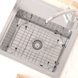 SANNO Kitchen Sink Grate Stainless Steel Protector Grid Rack for Bottom, Center Drain - 18" L X 13.4" W