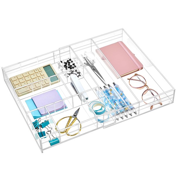 Briwooody Acrylic Drawer Organizer Clear Desk Drawer Organizer Trays with