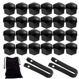 LEBOKJ Pack of 24 Universal 21 mm Wheel Bolt Caps, Screw Cover Car Wheel Caps, Plastic Groove Wheel Nuts, Anti-Theft Screw Caps, with Removal Tool Set for Cars (Black)