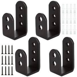 WOPPLXY 2x4 Door Barricade Brackets, Black Iron Metal U Bracket, Indoor/Outdoor Gate U Security Brackets Fit for Home, Barn, Shed, Garage, Gate (4 Pcs)