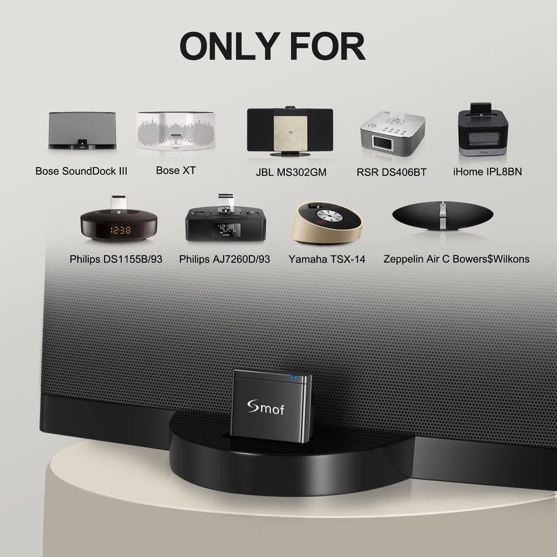 Smof 30-Pin Bluetooth 4.1 A2DP Audio Music Receiver 30 Pin