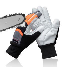 YARDMARIS Chainsaw Gloves, 12-Layers of Protection on Left Hand, Safety Forestry Work Gloves, ANTI-CUT Leather Chainsaw Gloves Class 1 - S to XL