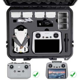 Hard Case for DJI Mini 3 Pro Drone - Waterproof Carrying Case for DJI Mini 3 Pro with Strap Fit for 8 Batteries, RC Smart Controller, Charging Hub, ND Filter Case, Propellers