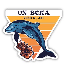 Un Boka Curaçao Beach Souvenir Vinyl Decal Sticker Dolphin Design 3 Inch