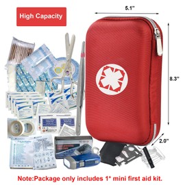 UCARE Mini First Aid Bag with Compartments Hard Shell First Aid Storage Bag Treat and Protect Most Injuries Ready for Emergency at Home Outdoors Car Camping Workplace Hiking(Black)