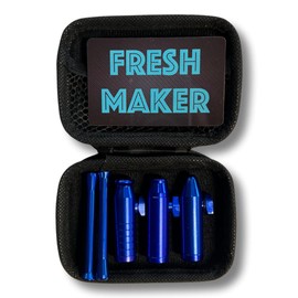 M&M Smartek Elegant Hard Case Snuff Snuff Set Deluxe in Blue Case with Two Tubes, Three Doses and Fresh Maker Card for Snuff, blue, Additional pocket