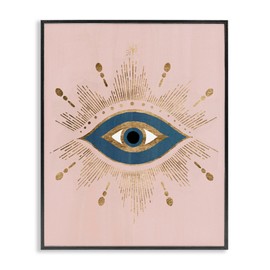 Stupell Industries Evil Eye Glam Boho Pattern Bold Blue Pink, Designed by Grace Popp Black Framed Wall Art, 16 x 20