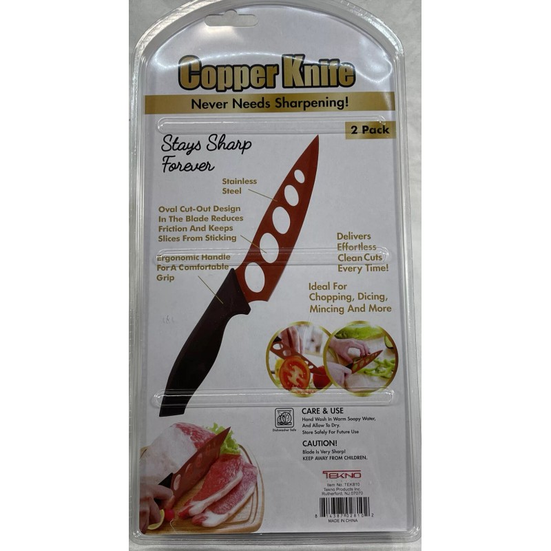 Tekno 2 Pack Kitchen Knife Set Stainless Steel Blade Copper