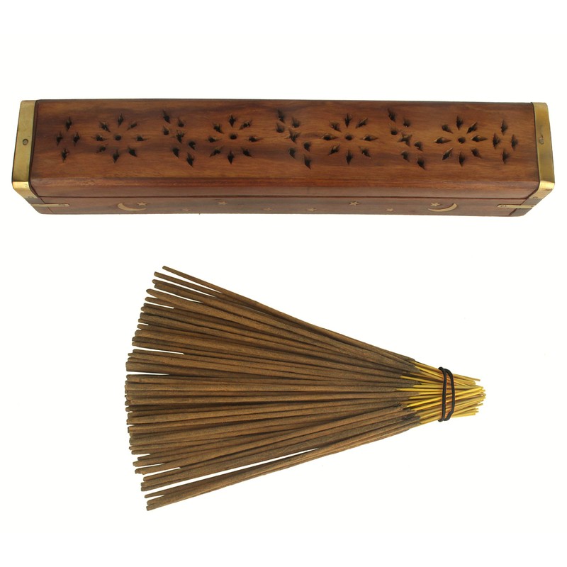 Simply essential Beautiful Handmade Wooden Brown Incense Stick Holder Box