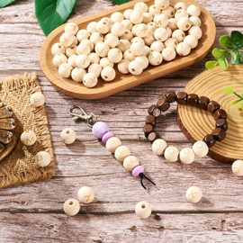 Crafans 104Pcs Letter A-Z Unfinished Wood European Beads 14mm Round Large Hole Spacer Alphabet Wooden Bulk for DIY Bracelet Jewelry Making