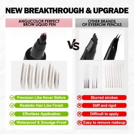 Anglicolor Microblading Eyebrow Pen, Liquid Eyebrow Pencil, Square Angled Eyebrow Brush Natural Hair-Like Brow, Long-Lasting, Waterproof Eyebrow Pen Easy To Color Quick Drying (02 Brown)