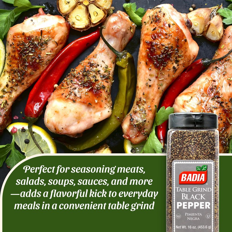 Badia Black Pepper Table Grind, 16 oz - Premium Seasoning