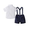 Toddler Boy Outfits Gentleman Short Sleeve Button Shirts+Bowtie+Suspender Shorts Formal
