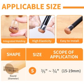 Ezprotekt 24 Pcs Small Clear Silicone Chair Leg Floor Protectors for Hardwood Floors, Chair Leg Caps Covers, Floor Protectors for Chair, Bar Stool Leg Protectors Round (S Fit: 3/5" to 3/4", 15-19mm)
