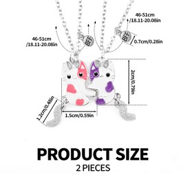 Mikovivi Pack of 2 Friendship Necklaces, Magnetic Matching Couples Necklaces Forever Jewellery Gift for Anniversary Birthday Women Men (Cats), Aluminium, No Gemstone