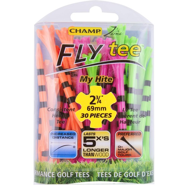 Champ 86511 Zarma Flytee My Hite 2-3/4" 30 Count Citrus Mix with Black Stripes Golf Tees