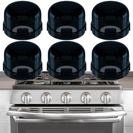 MCOTOP 6-Pack Stove Knob Covers for Child Safety, Gas Stove Knob Locks Child Proof Oven Knob Locks for Babies and Pets, Universal Size, Easy to Install, Upgrade Heat-Resistant Material (Black)
