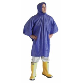 Cordova RP10B Value-Line .10 MM Single-Ply PVC Poncho, Attached Hood & Drawstring, Blue, Size 52"X 80", 10-Pack
