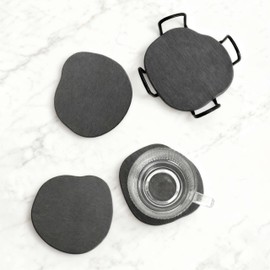 SEICASAYA Diatomaceous Earth Drink Coasters Set of 6 with Metal Holder–4 Inch Absorbent Stone-Style Coasters for Drinks, Eco-Friendly (Grey)