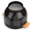 Dicunoy Metal Colander with Wood Handle, Black Deep Metal Strainers