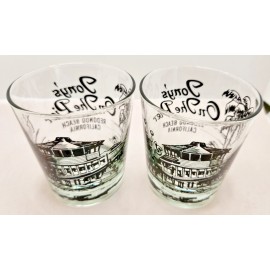 OLD TONY'S ON THE PIER Black Logo Redondo Beach Fire Chief Mai Tai Glass Set | 2