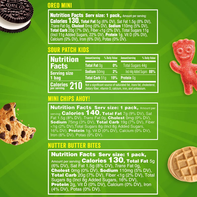 OREO Mini Cookies, CHIPS AHOY! Mini Cookies, SOUR PATCH KIDS