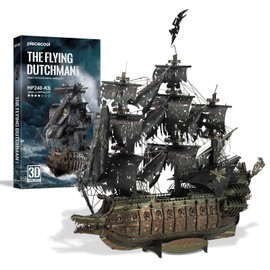 Piececool 3D Puzzle, Flying Dutchman, Sailing Ship, Pirate Ship, Metallic Nano Puzzle, 3D Metal Puzzle, Metal Ship Model, Assembly Kit, No Glue Required, Difficulty 4 Stars, Intermediate, For Adults