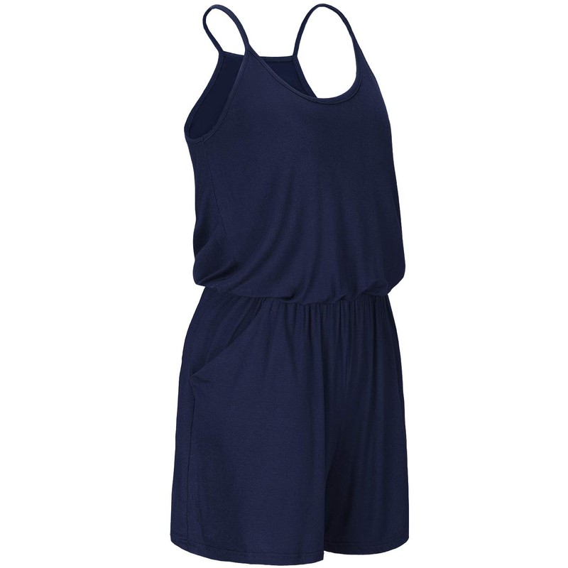 STYLEWORD Womens Summer Beach Playsuits Solid Colour Spaghetti Strap Casual