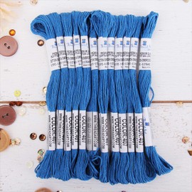 12 Skeins ThreadArt Premium Egyptian Long Fiber Cotton Embroidery Floss | Blue | 6 Strand Divisible Thread 8.75yds Each For Hand Embroidery, Friendship Bracelets, Cross stitch and Crafts