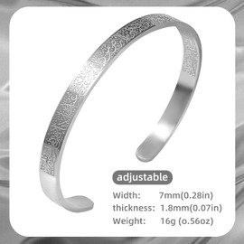 Ayatul Kursi Bracelets, Muslim Quran Allah Bracelets, Exquisite Arabic Calligraphy for Women and Men in Islam - Perfect Arabic Islamic Gifts for Eid and More, Stainless Steel