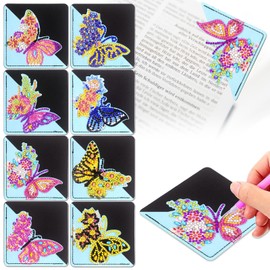 FEMBW 8 Pcs Diamond Art Bookmarks - DIY Bookmark Kits for Kids & Adults - Corner Bookmark Accessories