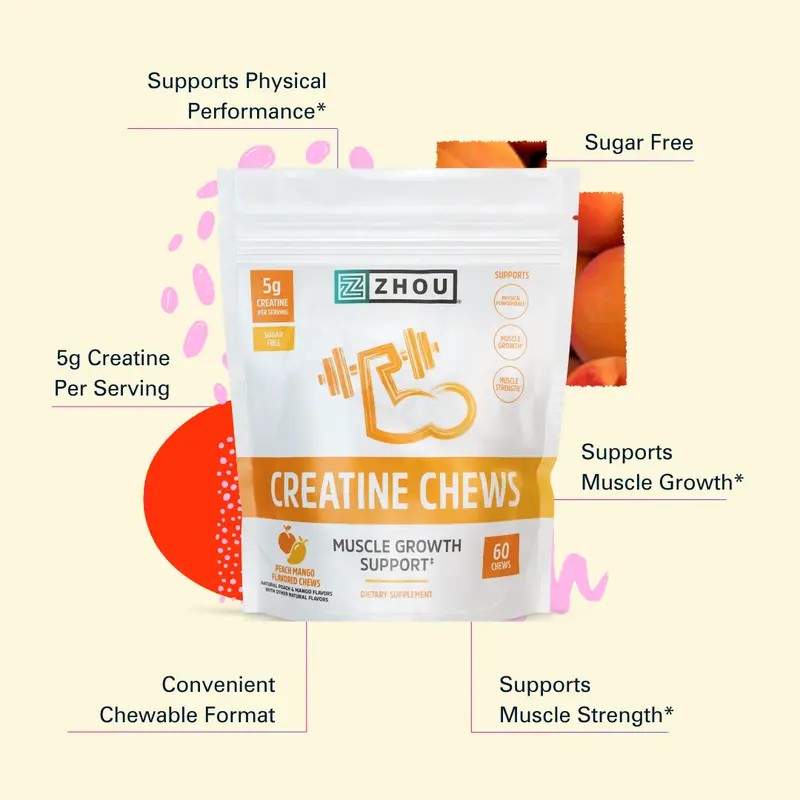Creatine Monohydrate Chews for Adults – 5g Workout Support with