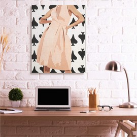 Stupell Industries Women's Fashion Dress Over Spade Symbol Pattern, Designed by Beth Ann Lawson Canvas Wall Art, 36 x 48, White