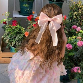 Hair Bow Clips for Women Girls Silky Satin Bow Hair Clips with Long Tail Hair Accessories Bow Clips Tassel Ribbon Hair Bow Style Hair Clips Elegant Large Bowknot Hair Clip Hair Bow Party Decorations