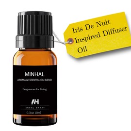 Hotel Diffuser Oil Minhal 10ml - Iris de Nuit Inspired Diffuser Oil - Notes of Rose, Narcissus, Patchouli - Home Luxury Scents Refill - De Nuit Perfume Women - Diffuser Oils Aromatherapy - Hotel Oils